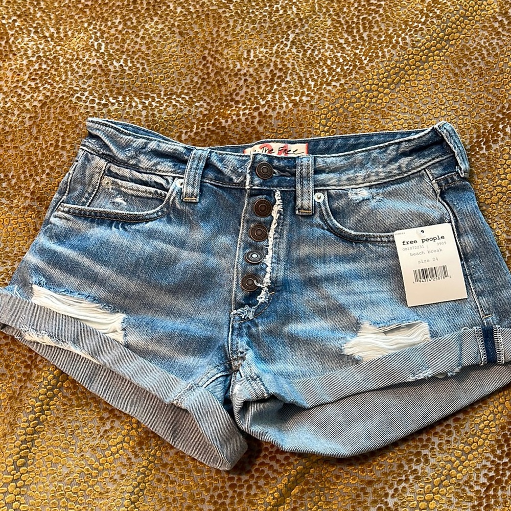 Free People “beach break” denim shorts